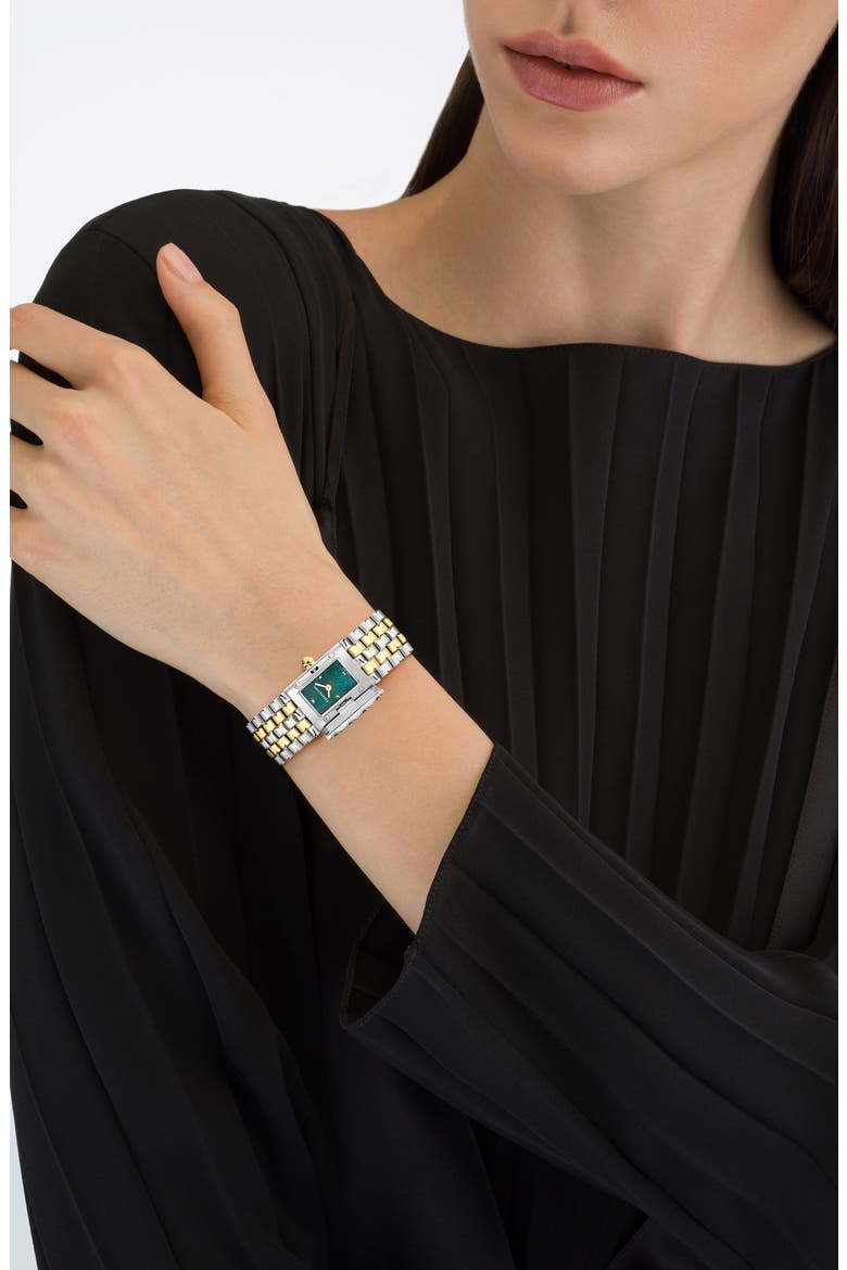Secret Bracelet Watch, 18.5mm x 30mm, Alternate, color, IP TWO TONE/ GREEN