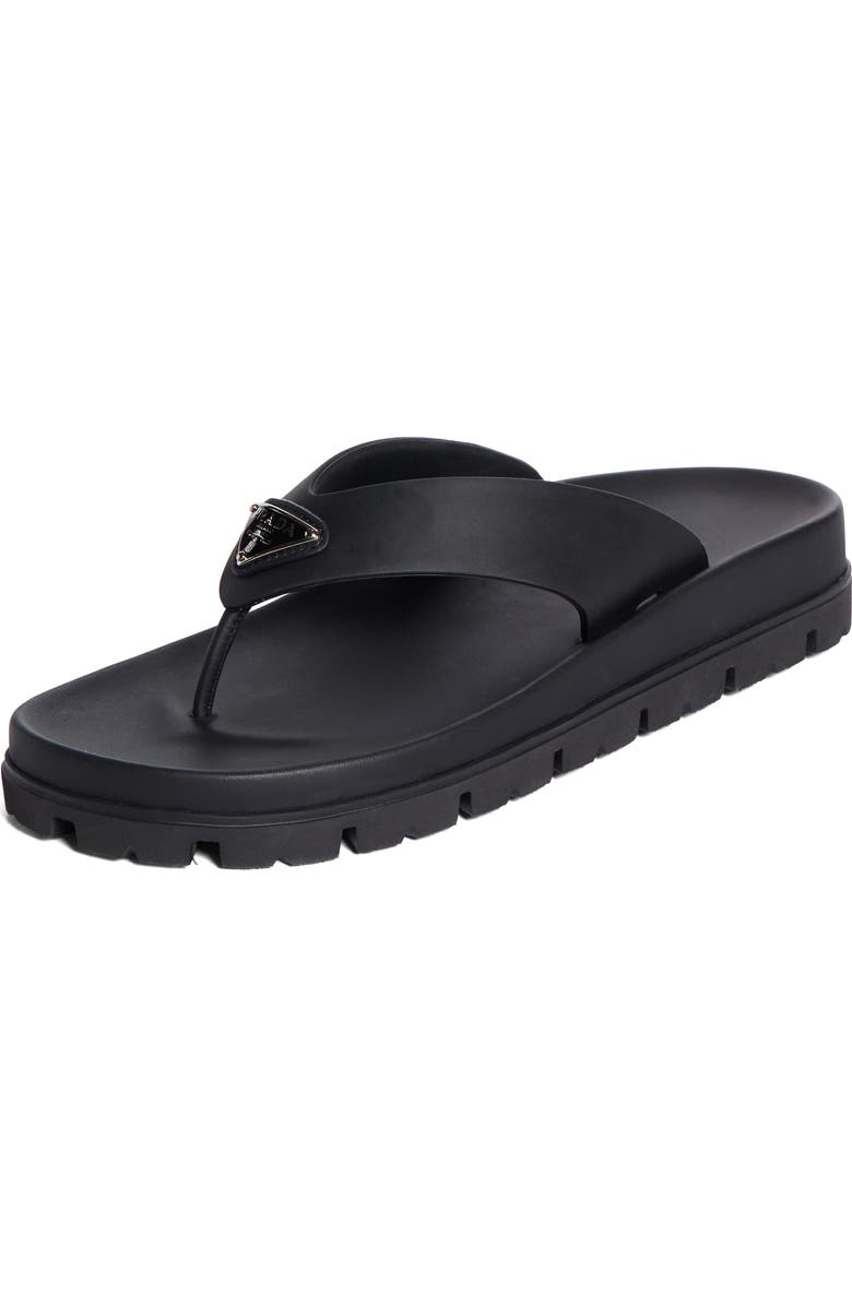 Prada Lug Sole Flip Flop, Main, color, Nero