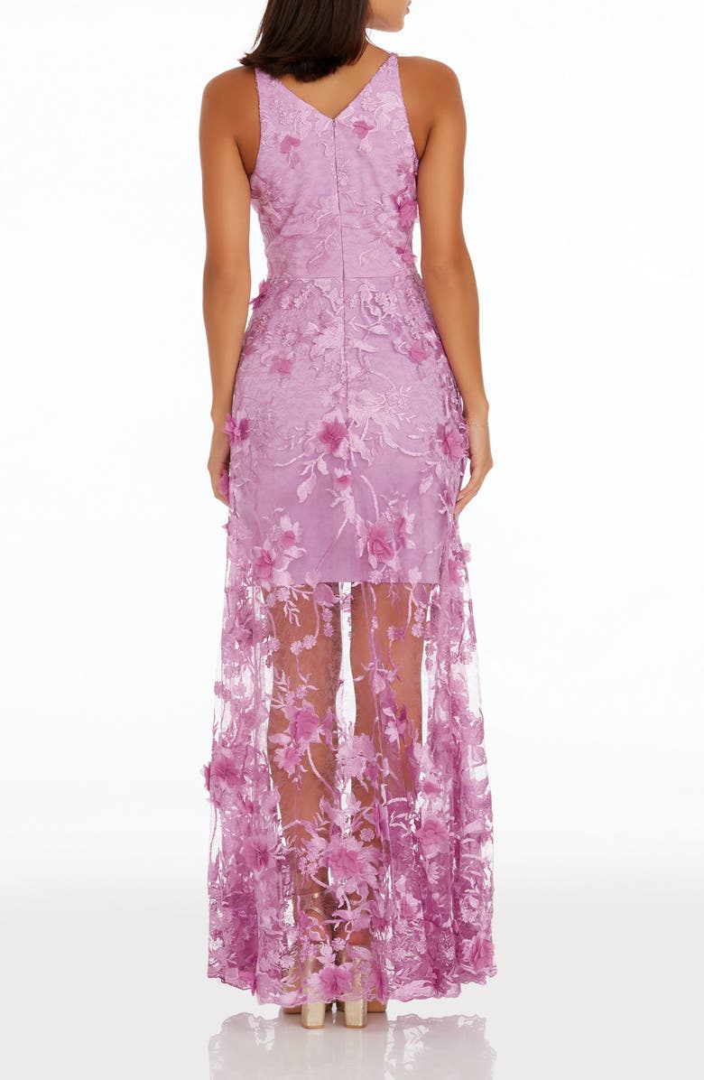 Sidney Deep V-Neck 3D Lace Gown