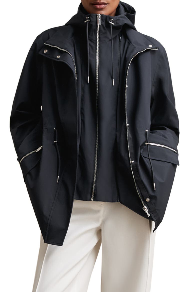 Tia Jacket with Hooded Bib, Main, color, NAVY