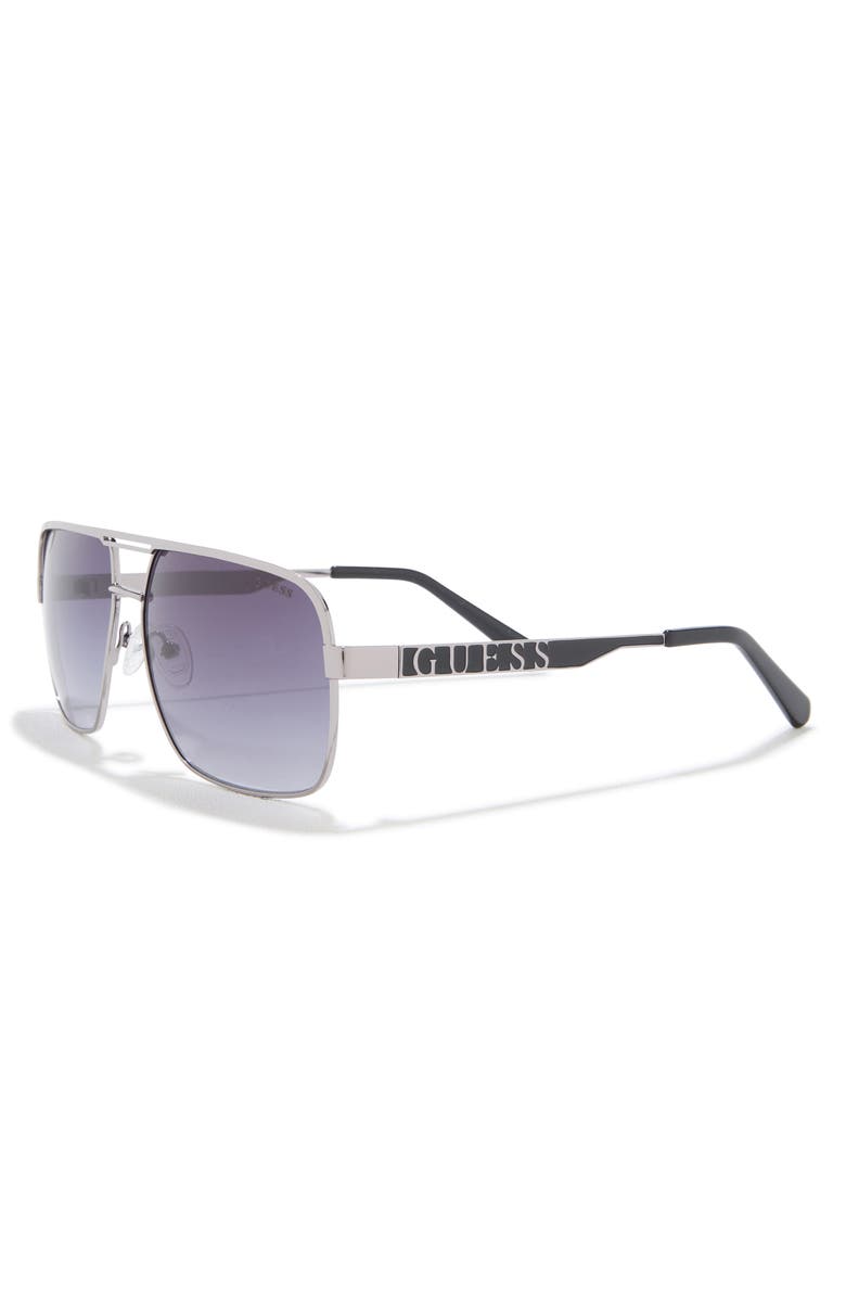 GUESS 59mm Navigator Sunglasses, Alternate, color, Shiny Gunmetal / Smoke