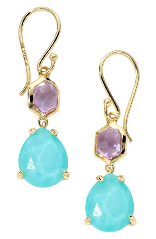 Ippolita 18k Yellow Gold Rock Candy Amethyst & Turquoise Doublet Drop Earrings In Gold
