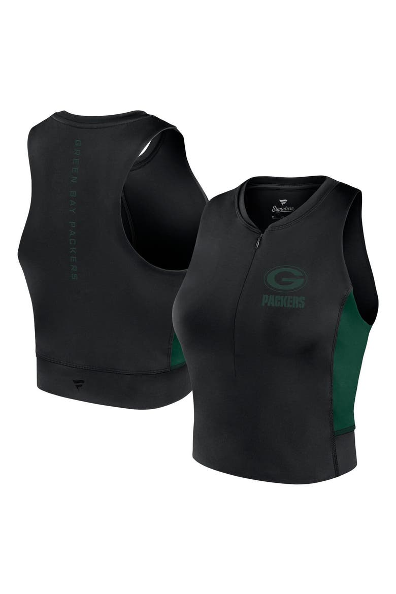 Women's Fanatics Signature Black Green Bay Packers Studio Fitted Gym Tank Top, Main, color, Black