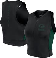 Fanatics Signature Women's Fanatics Signature Black Green Bay Packers Studio Fitted Gym Tank Top