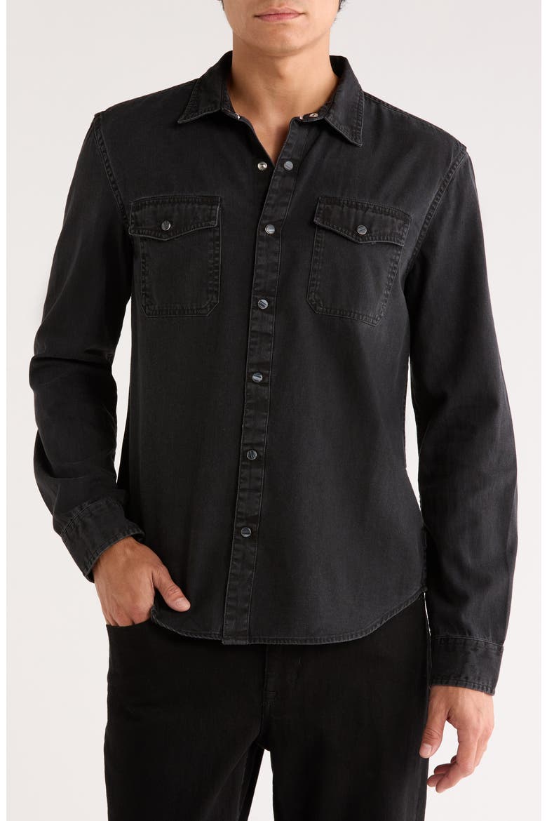 Marshall Coated Western Snap-Up Shirt, Main, color, BLACK