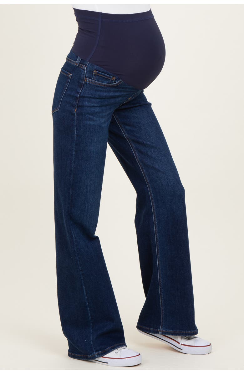 PinkBlush Dark Wash Maternity Flare Jeans, Alternate, color, Navy Blue