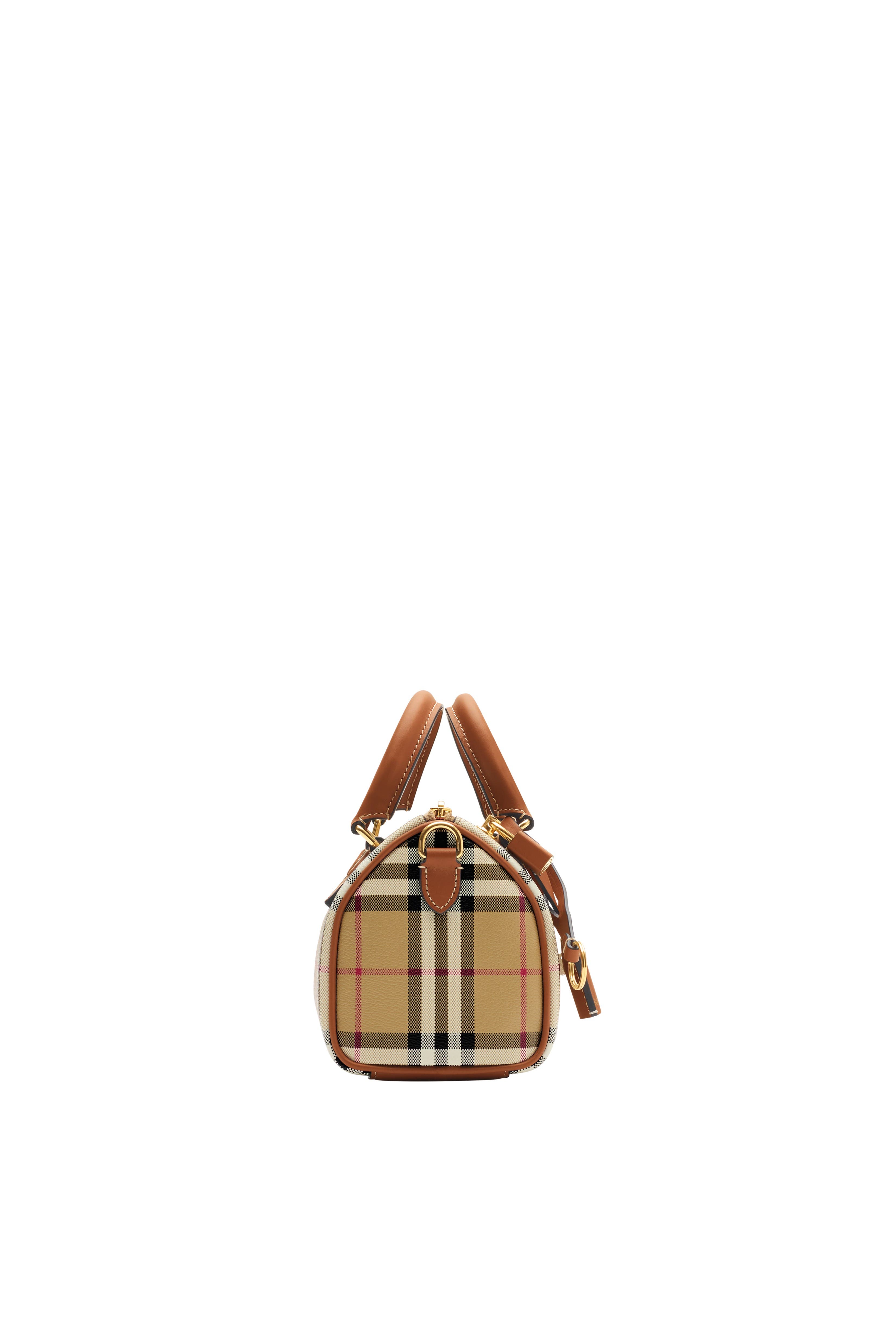 Mini Check Bowling Bag, Alternate, color, Archive beige/briar brown
