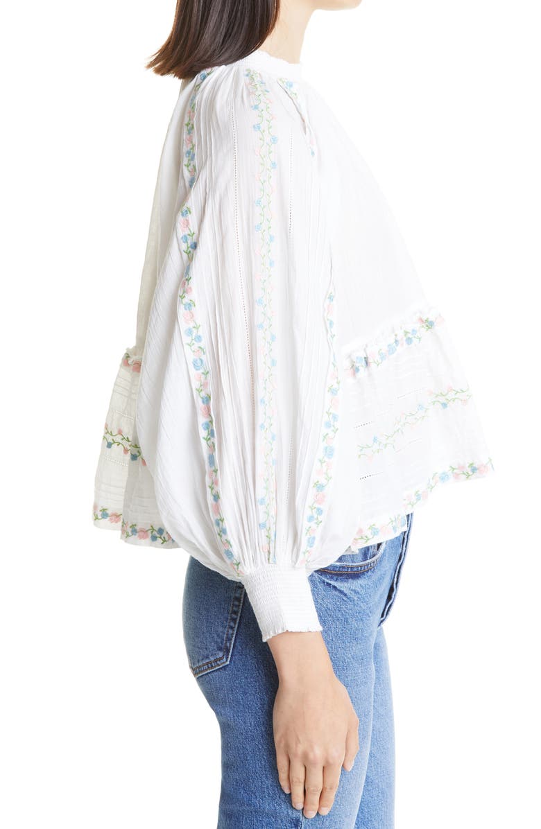 byTiMo Embroidered Peplum Cotton Top, Alternate, color, 