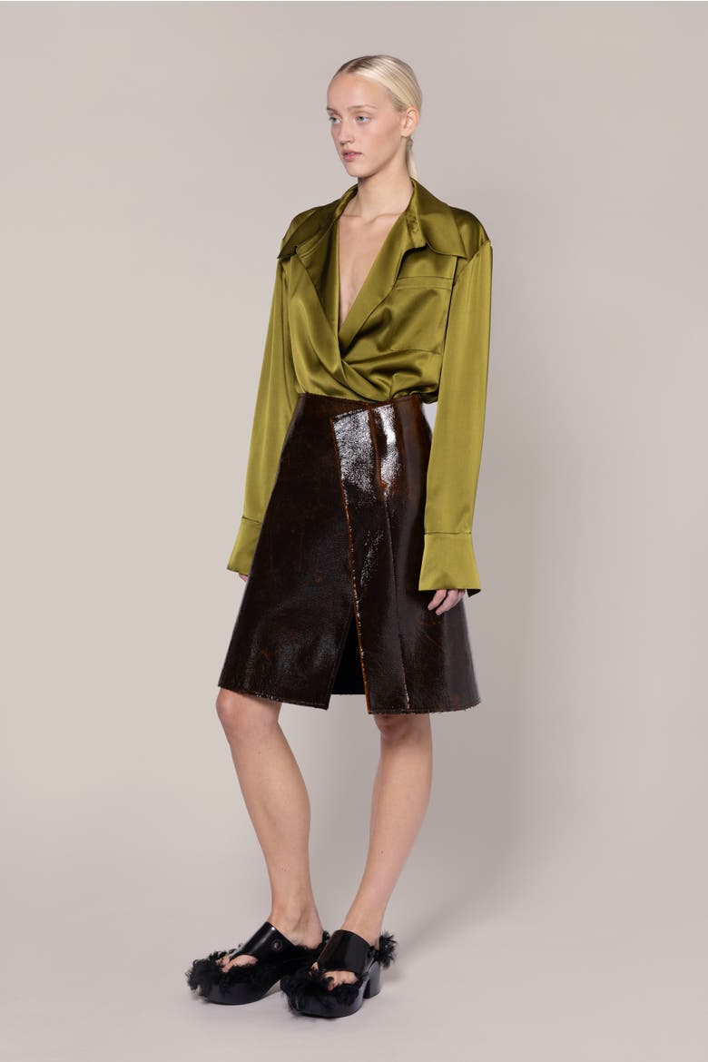 Adil Faux Leather Skirt, Alternate, color, 302gingerbread