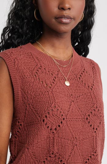 Bouclé Pointelle Sweater Vest