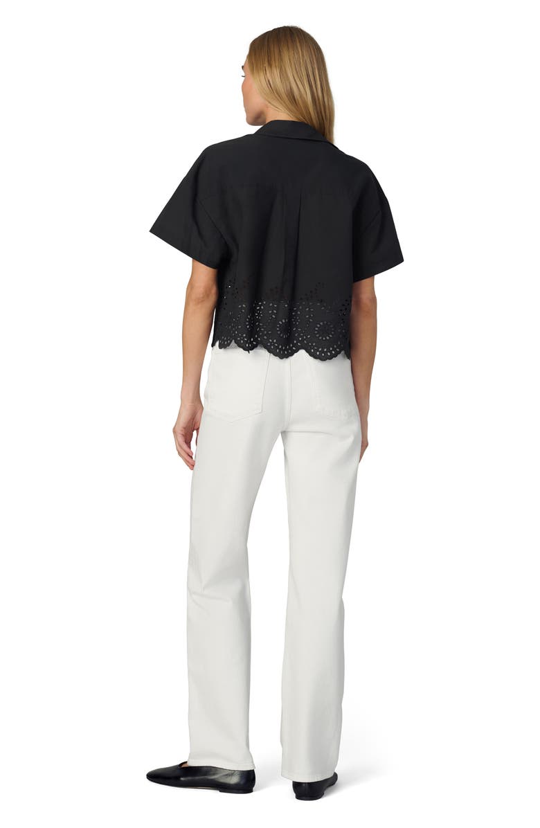 Joe's Jeans The Eyelet Short Sleeve Crop Shirt, Alternate, color, Black