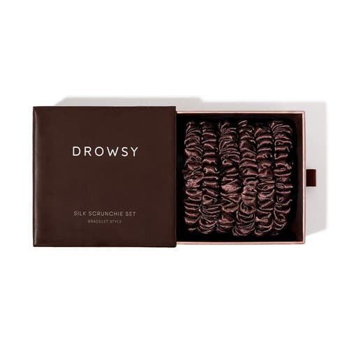 Drowsy Sleep Co . Skinny Scrunchie Set In Brown