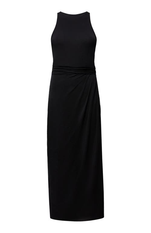 Another Tomorrow Sarong Tie Dress In Black