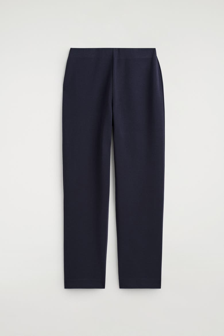 Elasticated Straight-Leg Jersey Pants, Alternate, color, NAVY