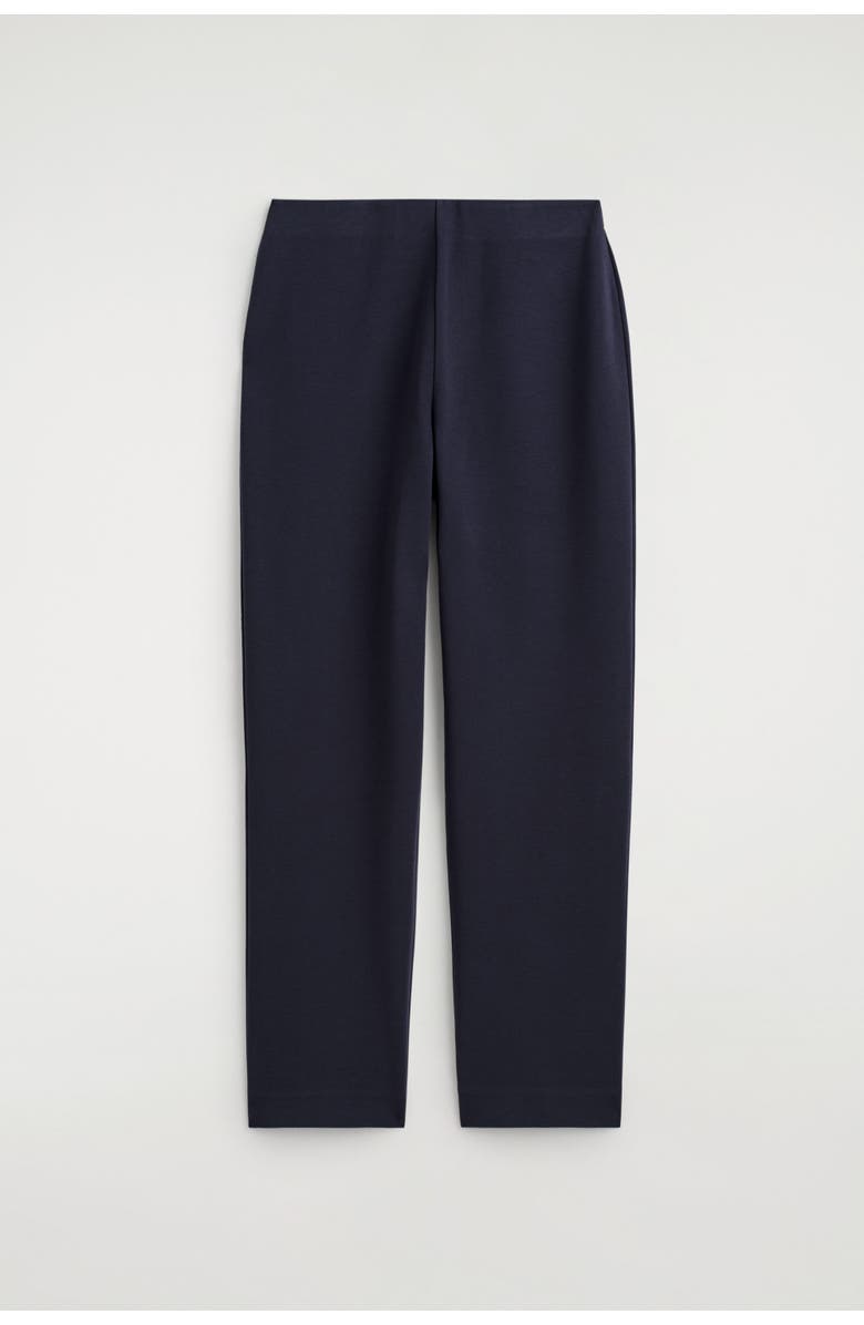 COS Elasticated Straight-Leg Jersey Pants, Alternate, color, Navy