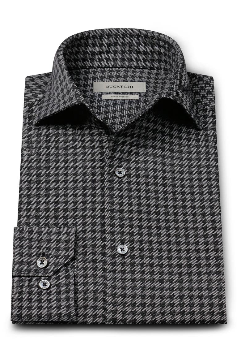 Devon OoohCotton® Houndstooth Button-Up Shirt, Alternate, color, BLACK