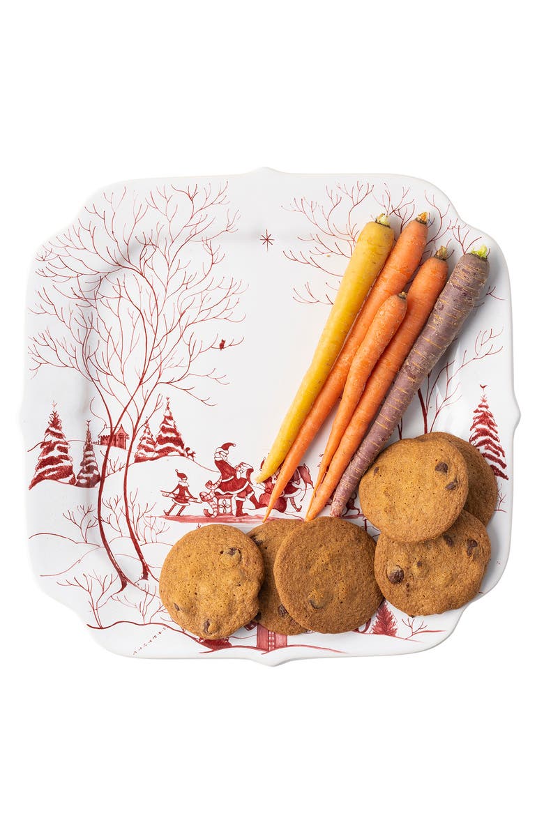 Juliska Country Estate Winter Frolic Ruby Santa’s Cookie Tray, Alternate, color, Ruby