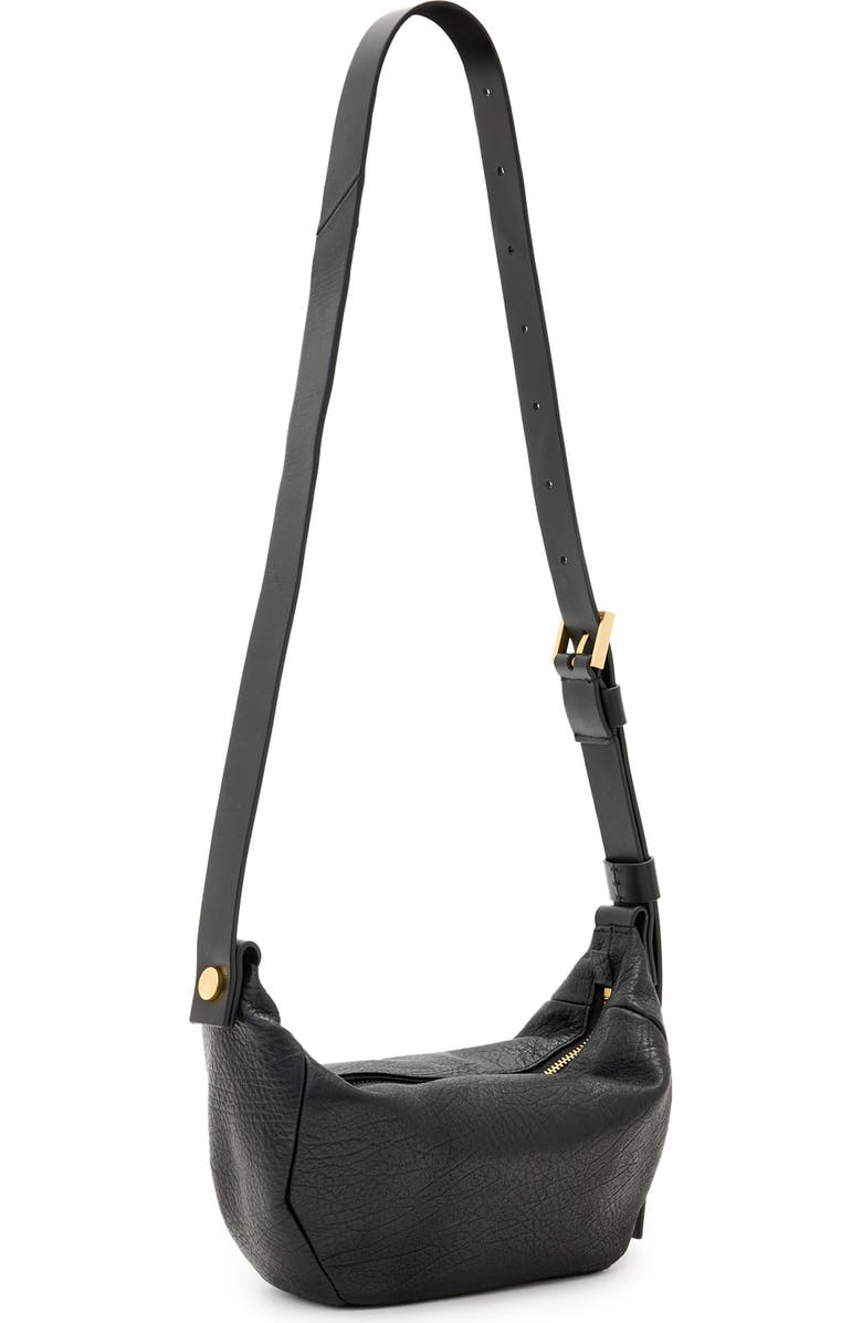 AllSaints Madea Leather Crossbody Bag, Alternate, color, Black