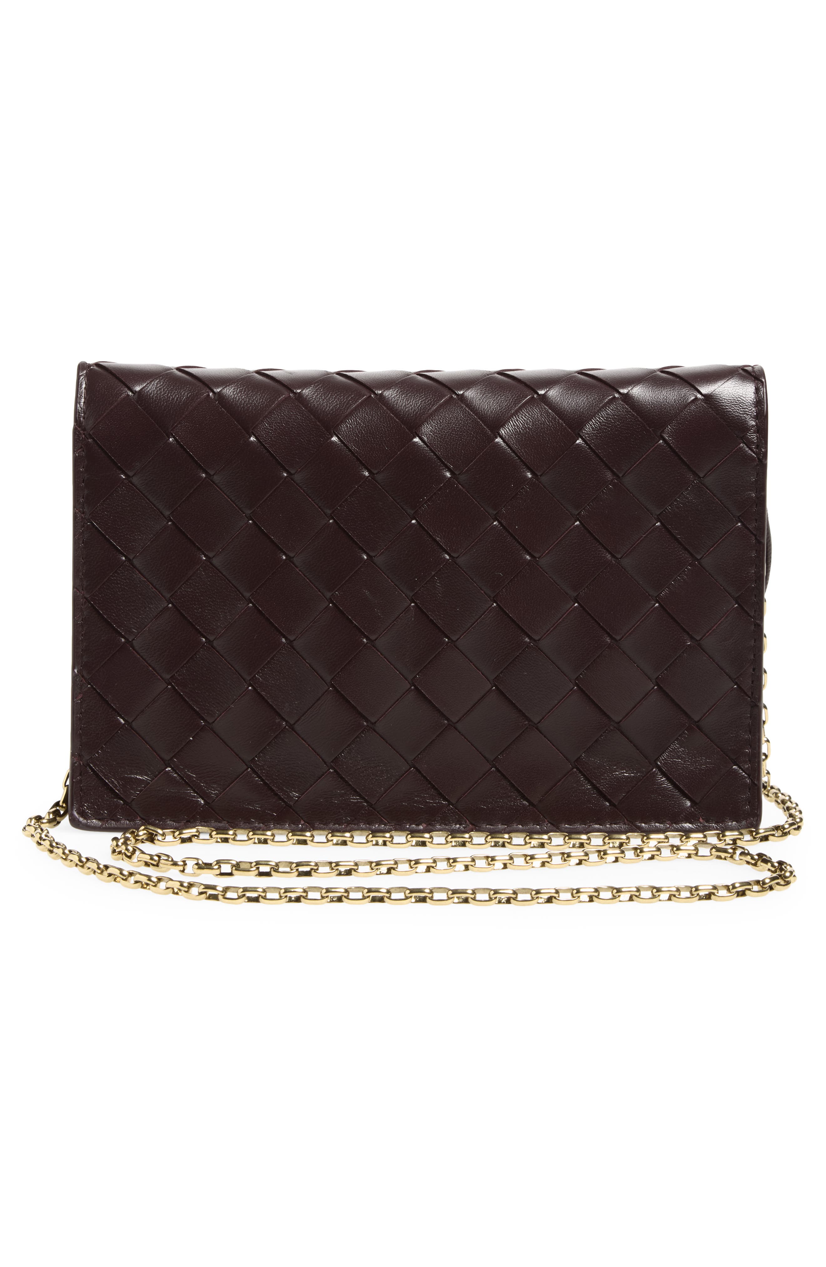 Slim Andiamo Intrecciato Lambskin Crossbody Wallet, Alternate, color, 2264 DARK BAROLO-M BRASS