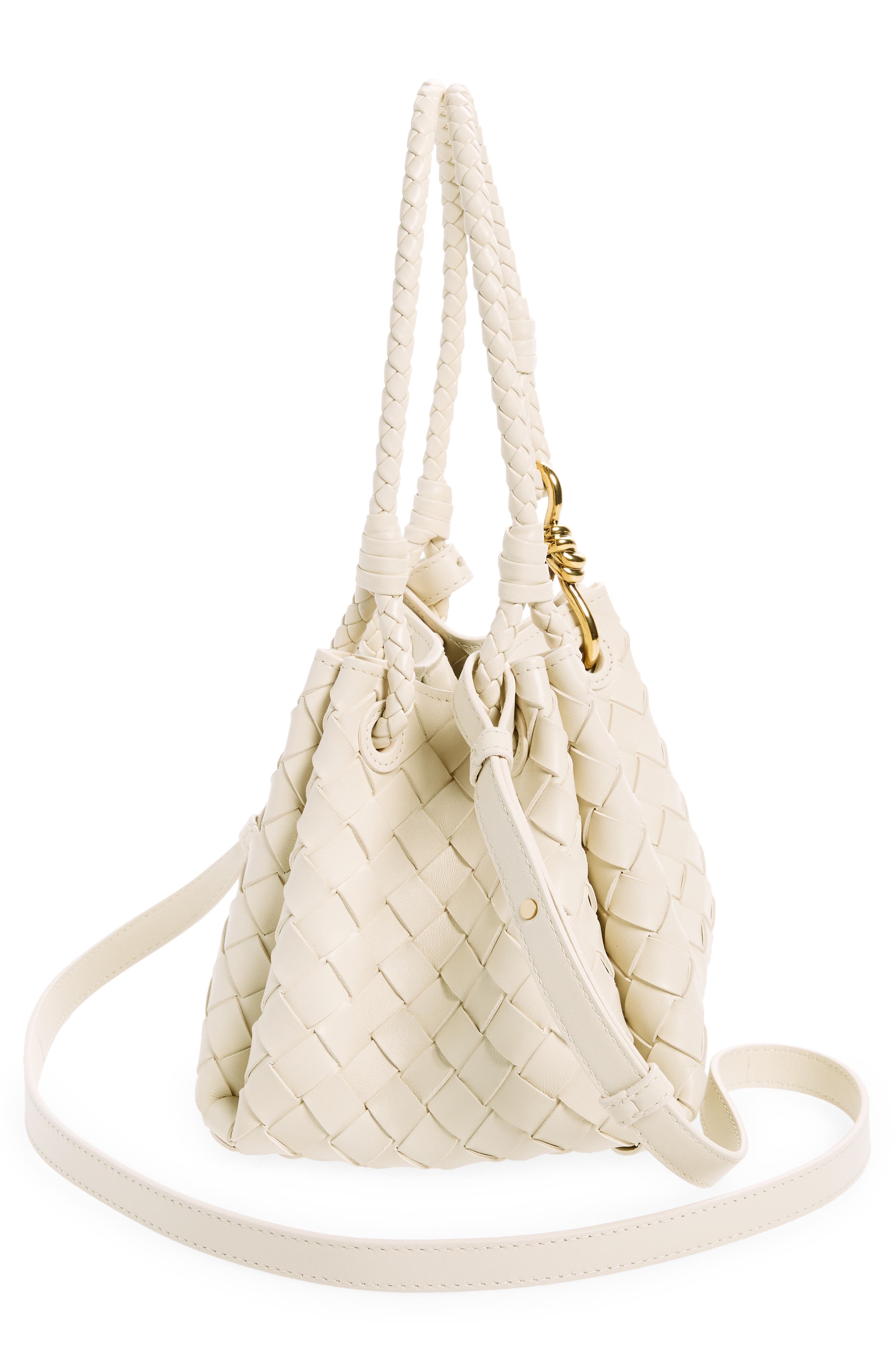 Bottega Veneta Small Andiamo Intrecciato Leather Crossbody Bag, Alternate, color, Sea Salt