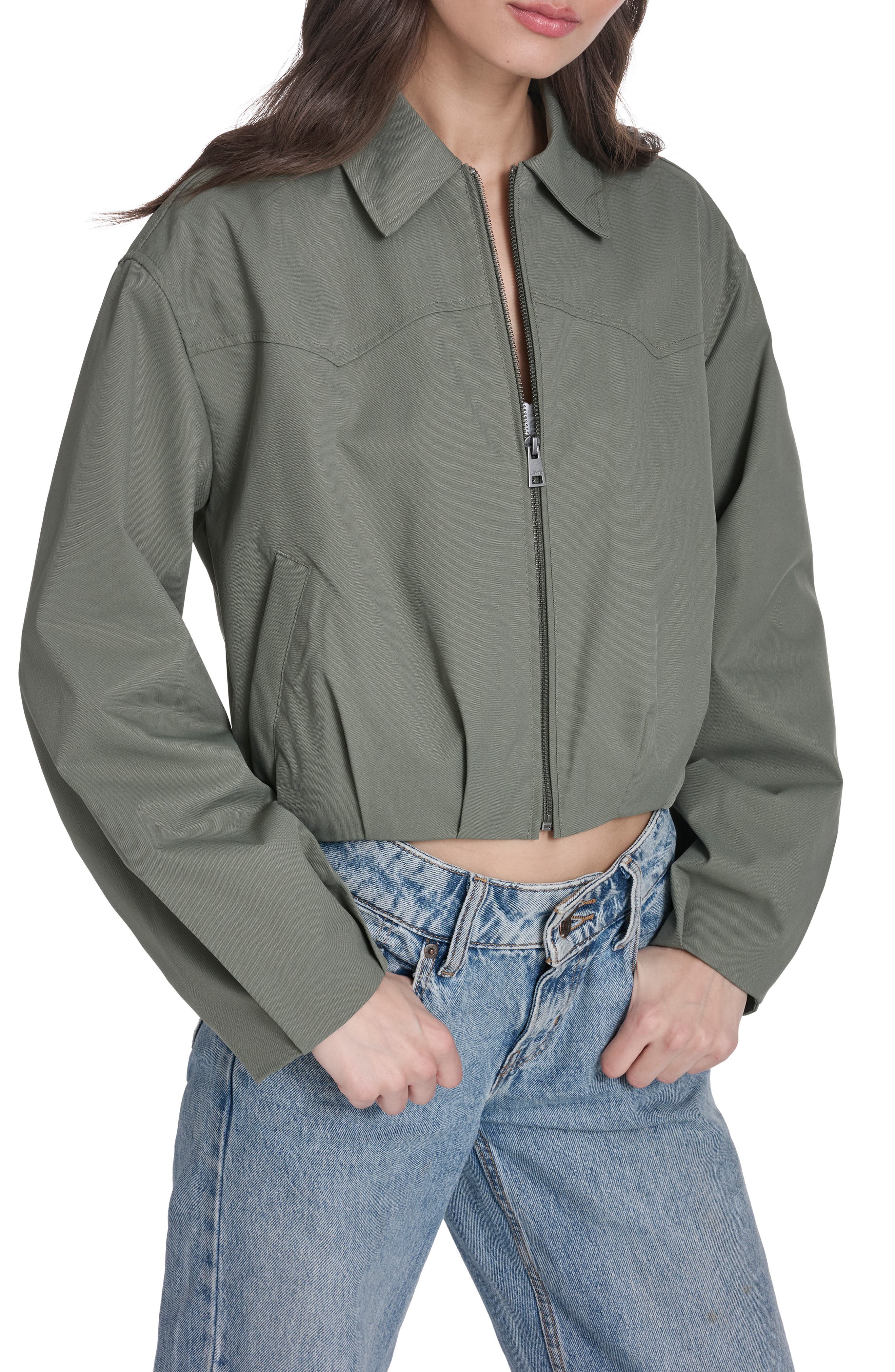 Crop Bubble Hem Bomber Jacket - image 3