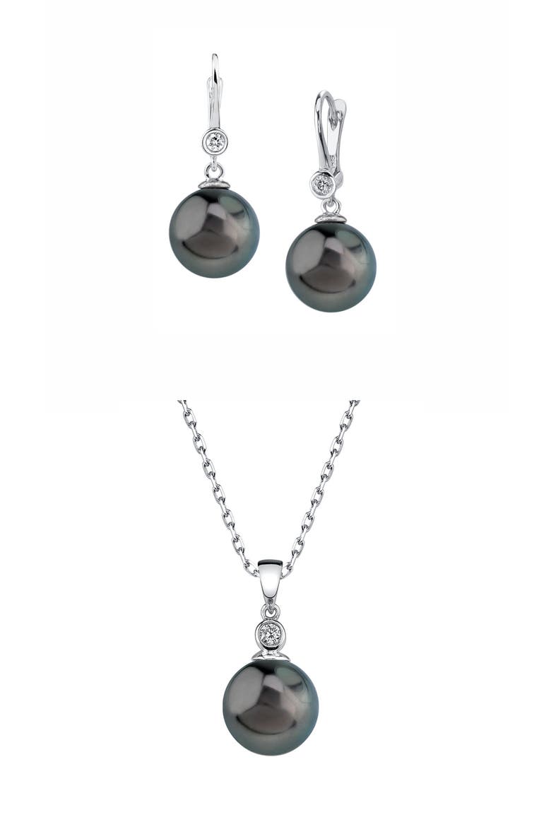 Tahitian South Sea Pearl & Diamond Michelle Jewelry Set, Main, color, White Gold