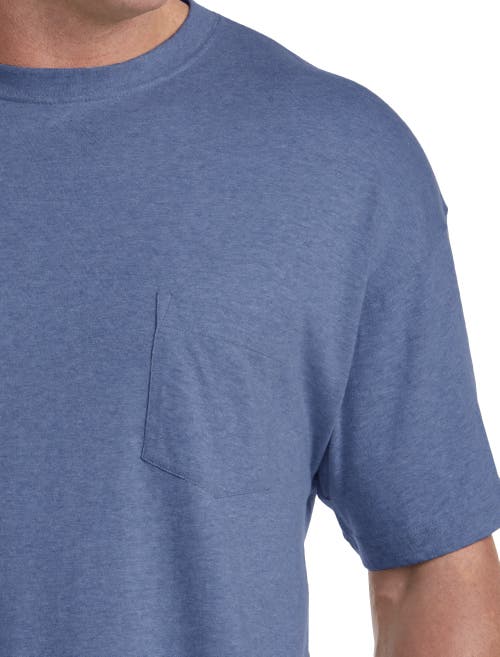 Harbor Bay By Dxl Big & Tall Moisture-wicking Pocket T-shirt In Blue
