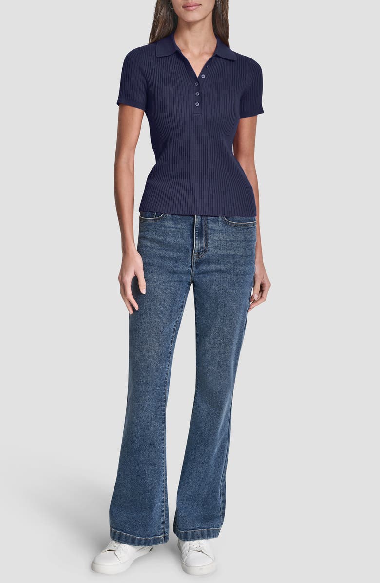 DKNY Jeans Rib Knit Polo Sweater, Alternate, color, Peacoat No Lurex