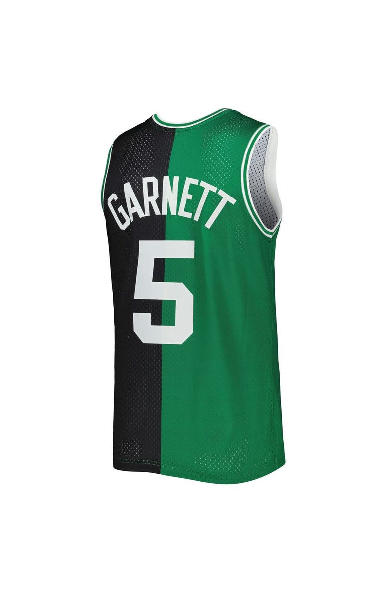 Mitchell & Ness Men's Mitchell & Ness Kevin Garnett Black/Kelly Green Boston Celtics Hardwood Classics 2007-08 Split Swingman Jersey, Alternate, color, Black