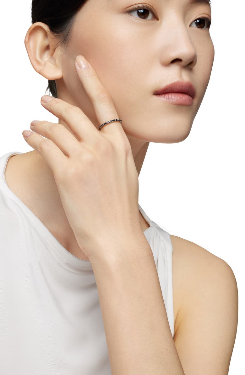 David Yurman Eden Band Ring in Platinum with Pavé Black Diamonds, Alternate, color, 