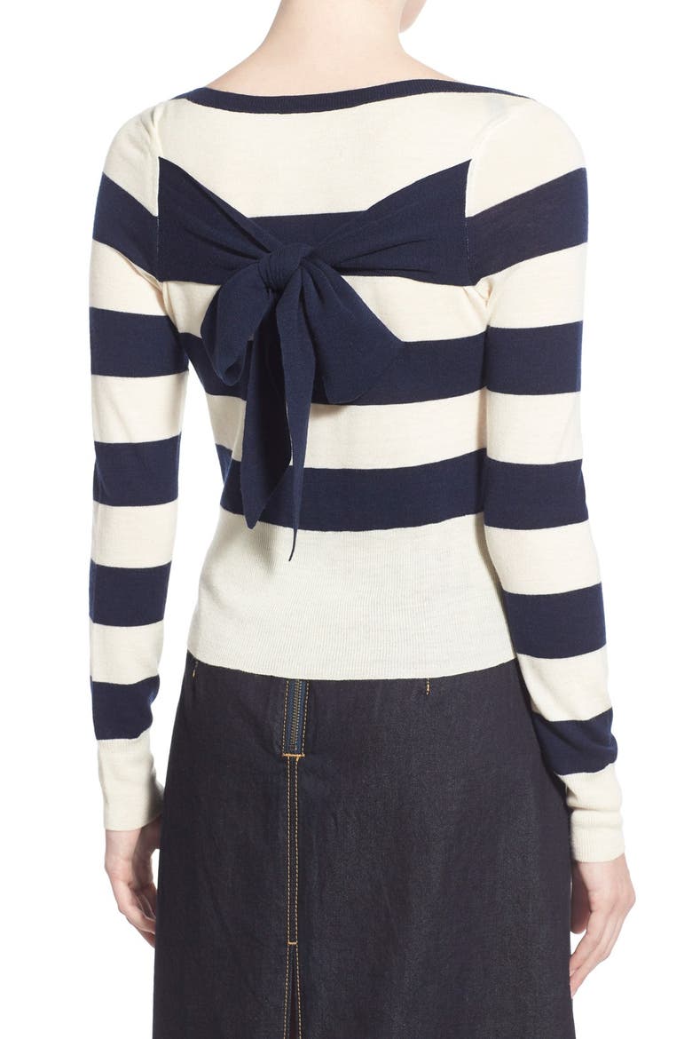Olivia Palermo + Chelsea28 Stripe Wool & Cashmere Pullover, Alternate, color, IVORY- NAVY MARGO STRIPE