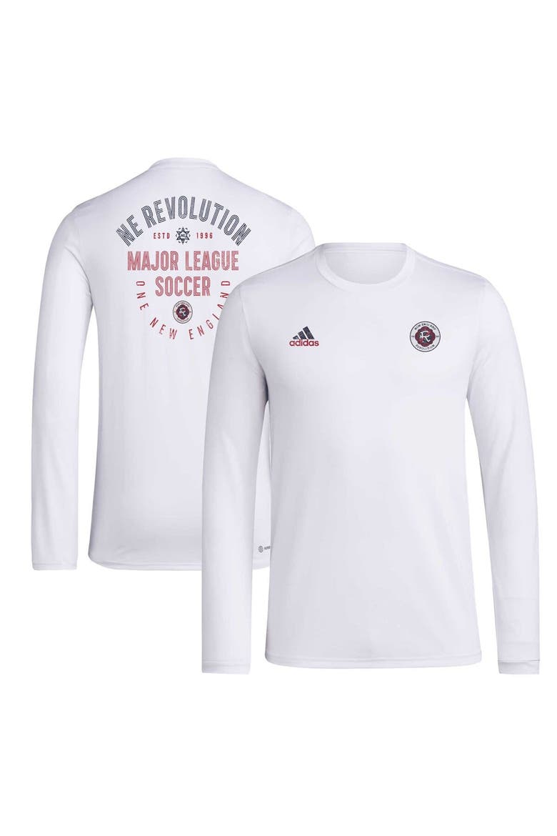 Men's adidas White New England Revolution Local Stoic Long Sleeve T-Shirt, Main, color, White