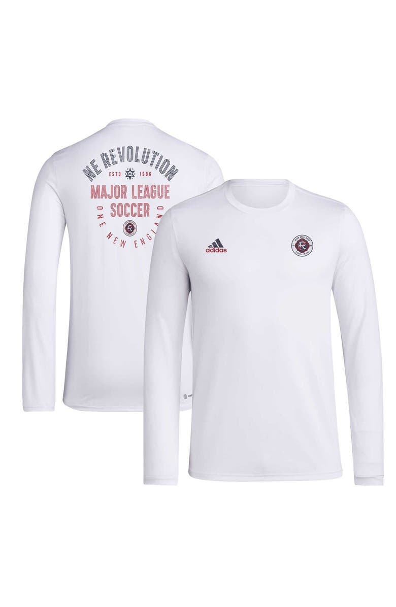 adidas Men's adidas White New England Revolution Local Stoic Long Sleeve T-Shirt, Main, color, 