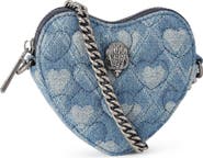 Kurt Geiger London Micro Heart Quilted Denim Crossbody Bag
