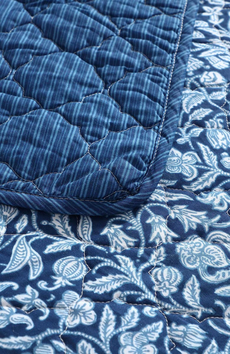 Laura Ashley Elaina 3-Piece Queen Quilt & Sham Set, Alternate, color, Dark Blue