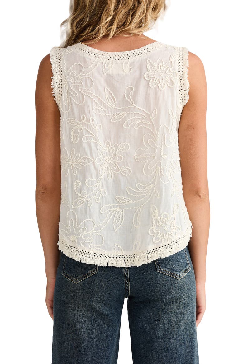 Chantilly Floral Embroidered Fringe Cotton Voile Top, Alternate, color, NATURAL EMBROIDERY