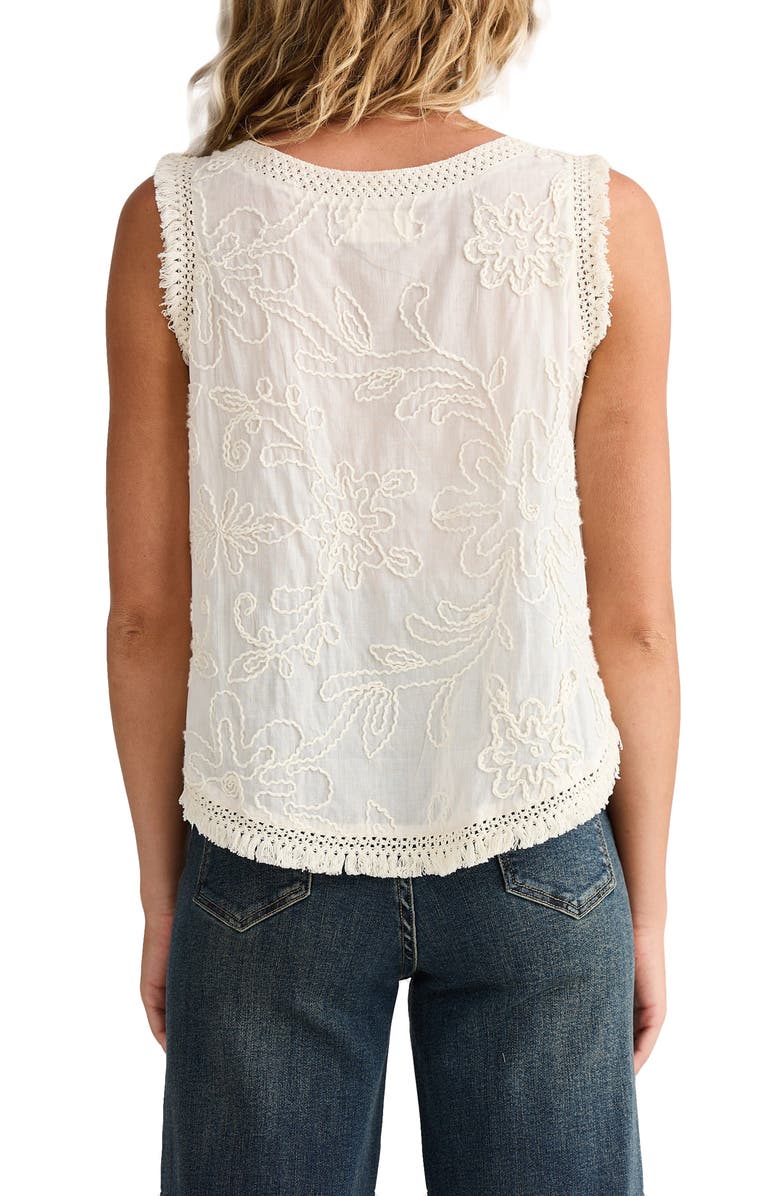Talisman the Label Chantilly Floral Embroidered Fringe Cotton Voile Top, Alternate, color, Natural Embroidery