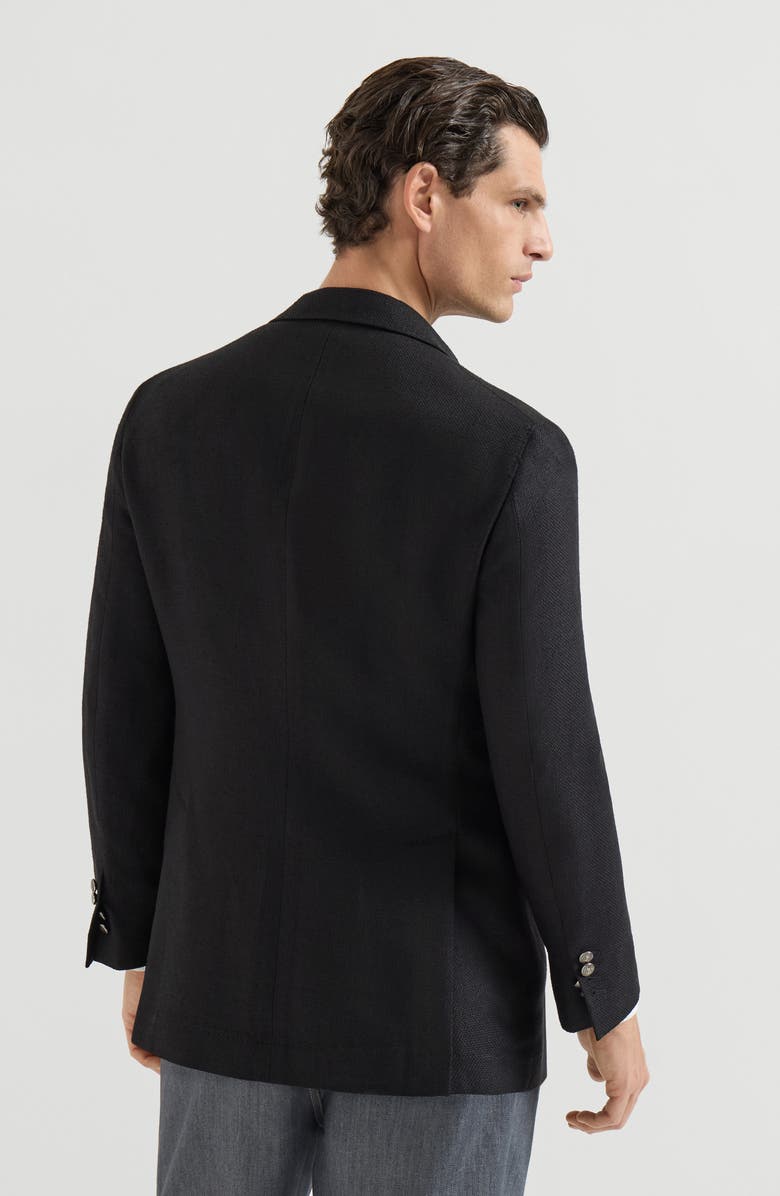 Brunello Cucinelli Hopsack deconstructed blazer, Alternate, color, Black