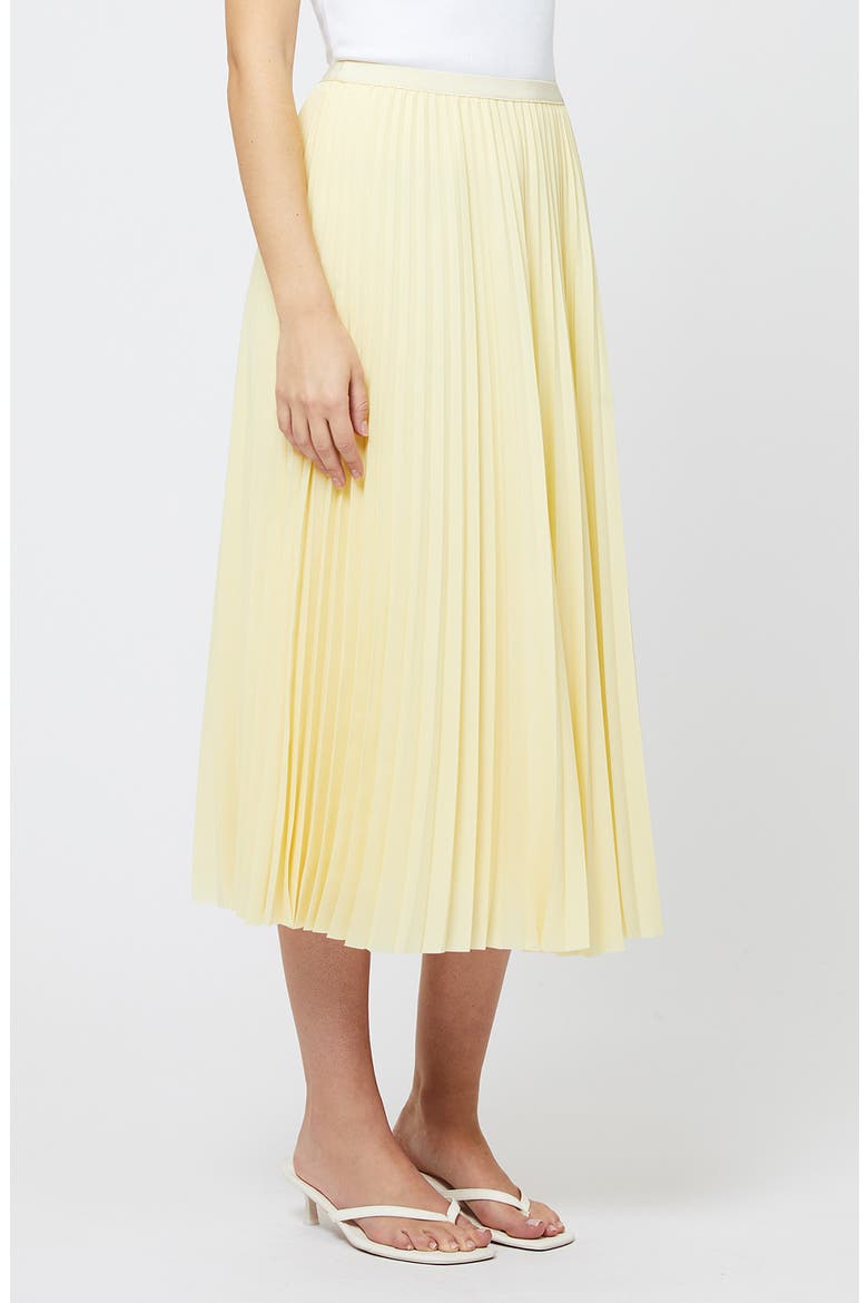 Sunburst Pleated Crepe Midi Skirt, Alternate, color, CORNSILK YELLOW