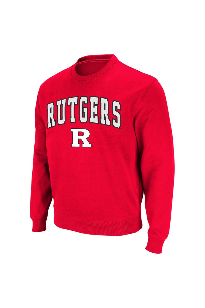Men's Colosseum Scarlet Rutgers Scarlet Knights Arch & Logo Crew Neck Sweatshirt, Alternate, color, Scarlet