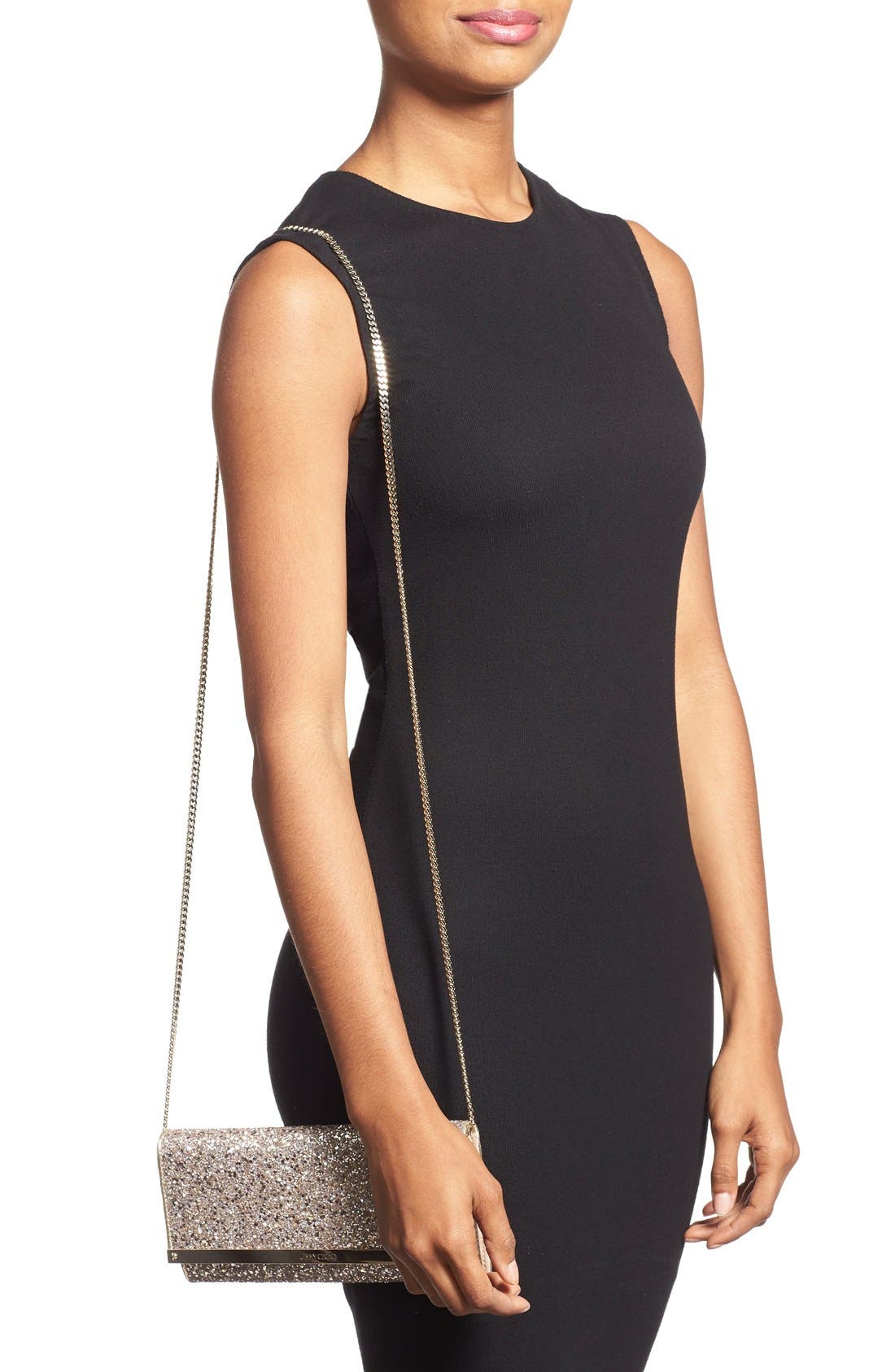 Jimmy Choo 'Milla' Glitter Clutch, Alternate, color, 