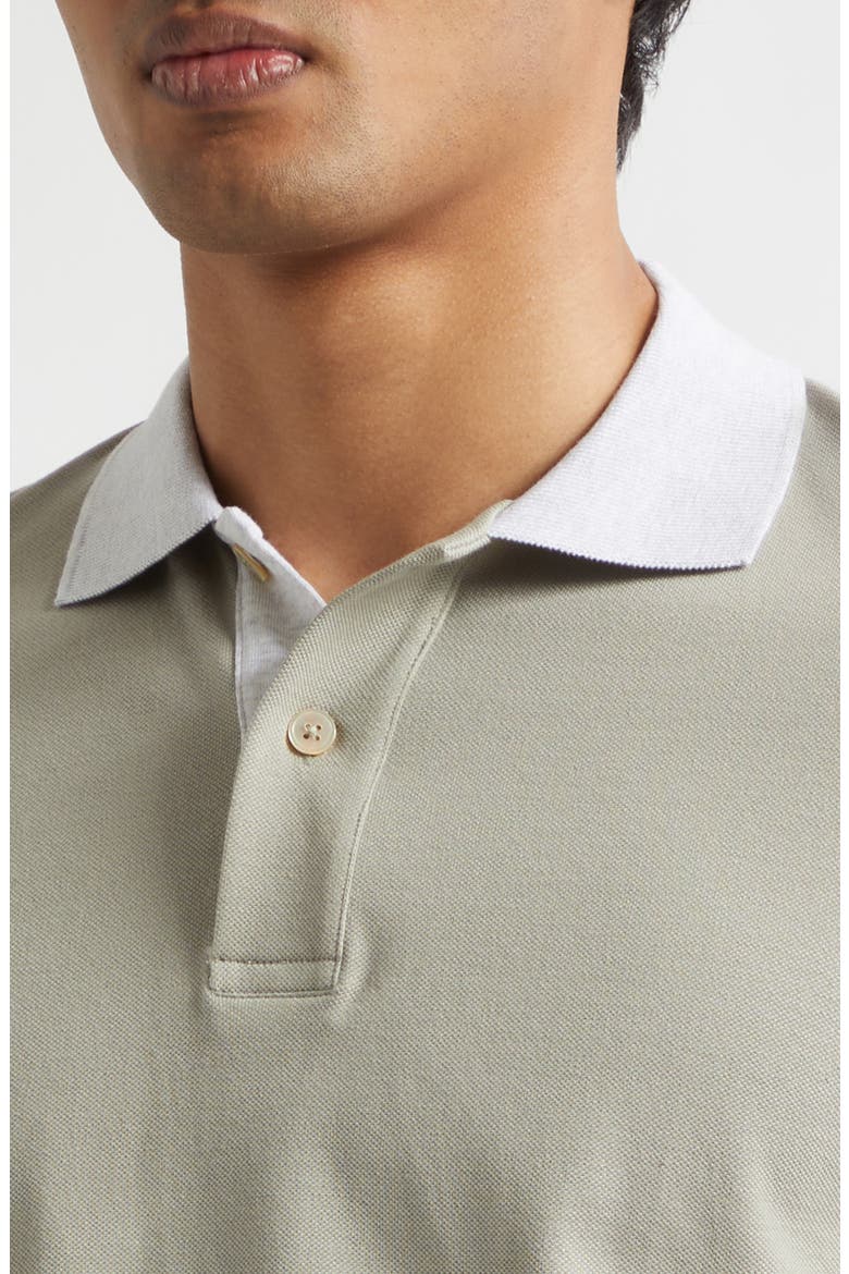 Contrast Trim Cotton Piqué Polo, Alternate, color, SAGE/ LIGHT GRAY
