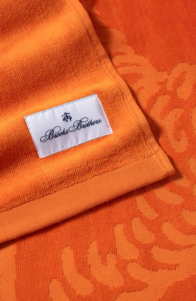 Brooks Brothers Jacquard Logo Cotton Beach Towel, Alternate, color, Orange