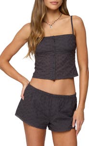 EDIKTED Shaya Eyelet Crop Camisole