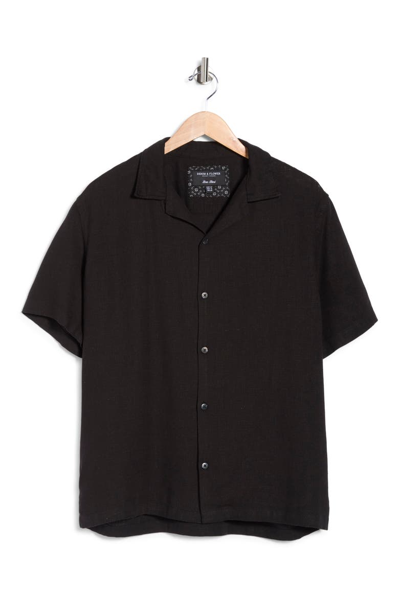 Solid Camp Shirt, Alternate, color, BLACK