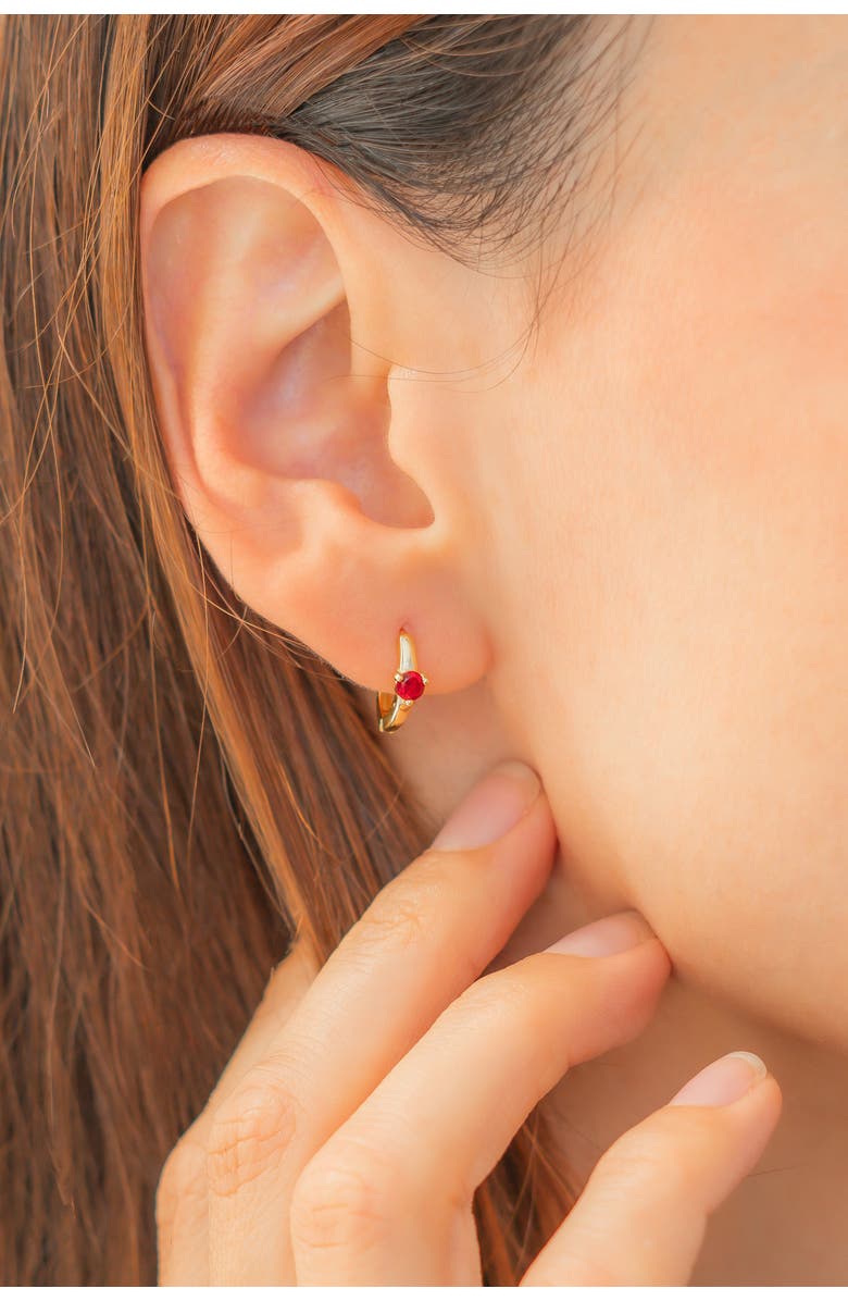 Mint & Lily Solitaire Birthstone Huggie Hoop Earrings, Alternate, color, April Diamond