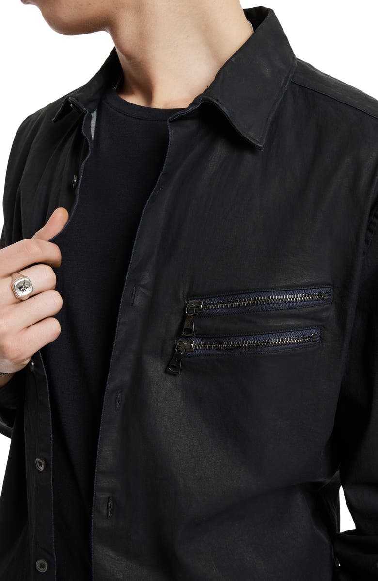 John Varvatos Slim Fit Button-Up Shirt Jacket, Alternate, color, Navy