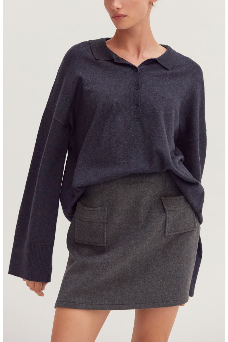 Wool Blend Mini Skirt, Alternate, color, Charcoal