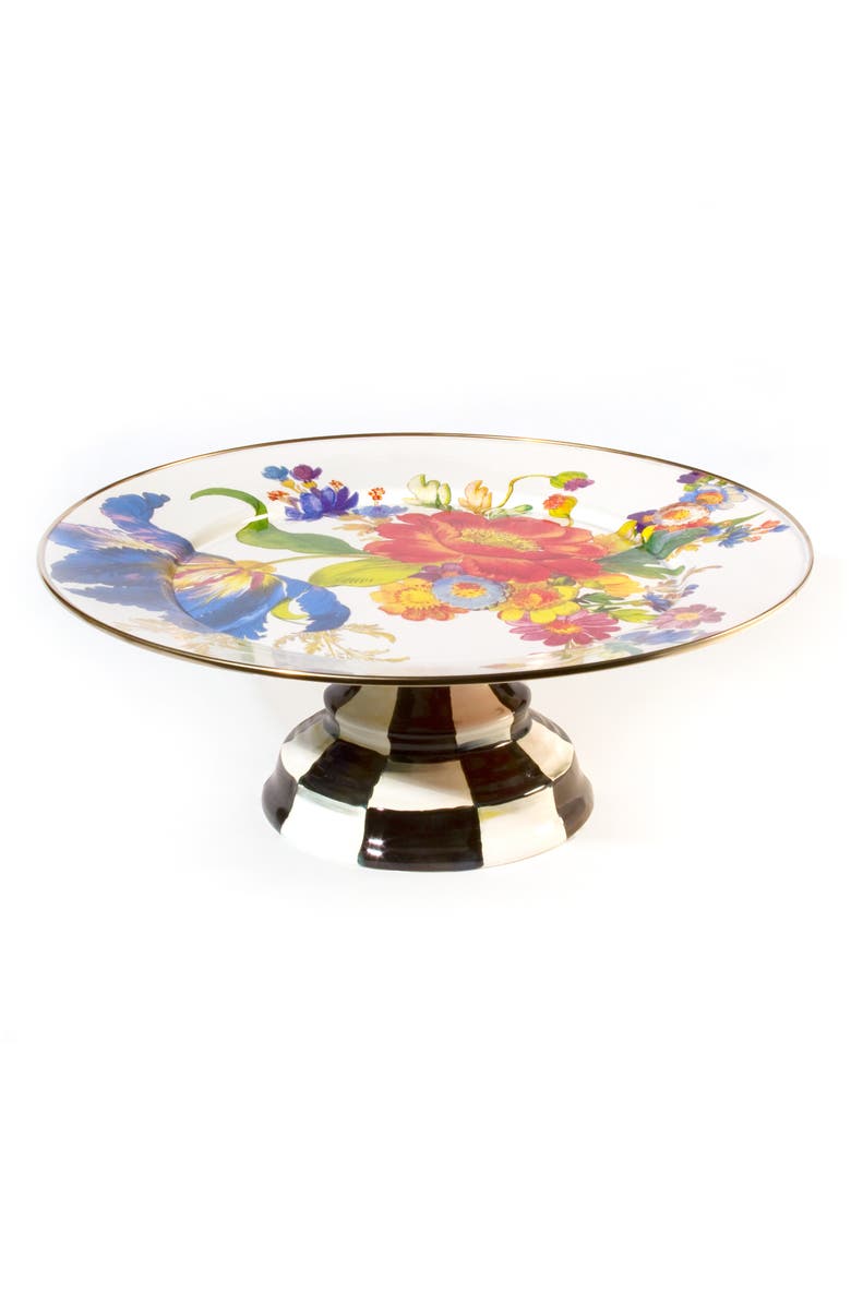 MACKENZIE CHILDS Flower Market Pedestal Platter, Main, color, White Multi