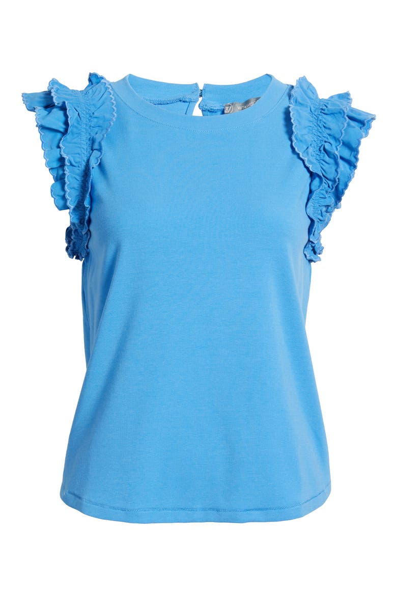 Ruffle Sleeve Top, Alternate, color, CERULEAN BLUE
